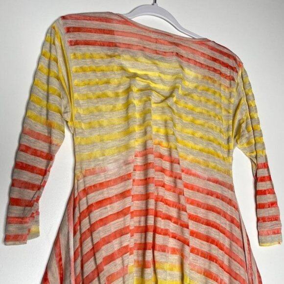 Sundance Womens Top Size S Yellow Striped Long Sleeve Asymmetrical Hem Blouse - Picture 10 of 10